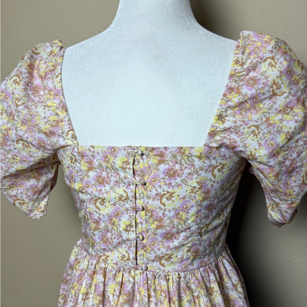 Free People She’s a Dream Floral Print Puff Sleeve Midi Dress Size 2 - Picture 12 of 15